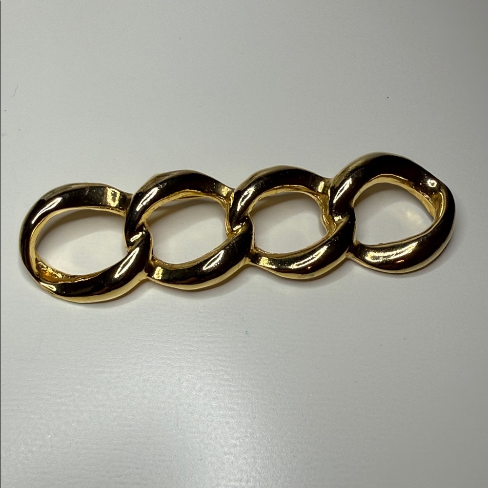 Vintage Gold tone Chain curb Link statement Brooch pin runway style